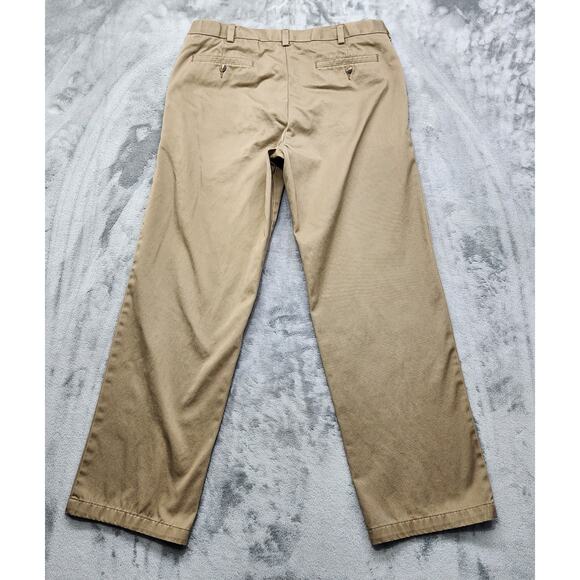 George Pants Mens 34X32 Tan Khaki Chino Straight Leg Cotton Casual Office Preppy - Picture 2 of 10
